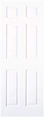 Masonite 6-Panel Hollow Core Slab Door, Textured Finish, Primed White, 30X80 In.