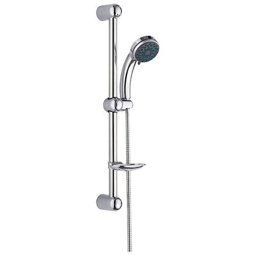 THEME ECON Sliding Shower Set Econ Shower Head with 3-Function Lime Crusher Stainless Pipe Sliding Set Thin Double-Sided Braided 150mm – 190mm Extending Spiral