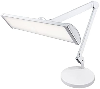 Neatfi LED Desk Lamp – 66cm Wide Metal Shade, Shadow-Free | Adjustable Brightness | Non-Flickering Task Light for Nail, Craft & Office (White, 66 cm, Non-CCT with Base) [Energy Class F]