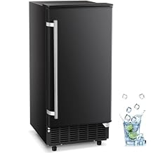 AGLUCKY Commercial Built-in Ice Maker Machine,80Lbs/Day,Reversible Door,Undercounter Ice Cube Maker with 24H Timer,Self-Cleaning Function for Home/Office(Black)