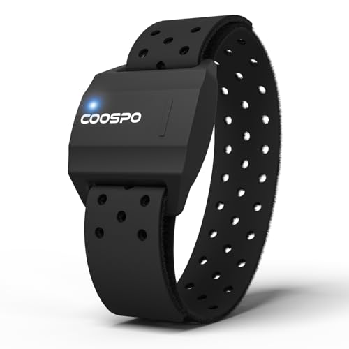 COOSPO Armband Heart Rate Monitor, Bluetooth ANT HR Optical Sensor for Sport, Rechargeable Dual Band IP67 HRM, Compatible with Peloton,Wahoo,Polar Beat,Strava,DDP Yoga