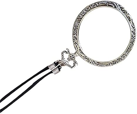 Magnifying Glass Pendant, Magnifying Glass Necklace Pendant 10X Magnifying Glass Necklace Reading Amplifier High Clarity Gift(Color:Silver)