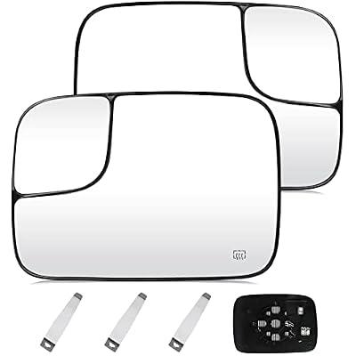 Driver Left and Passenger Right Side Mirror Blind Spot Convex Heated Mirror Glass with Rear Holder Fit for 2005-2009 Dodge Ram 1500 2500 3500, Replacement for 5161011AA 5191036AA