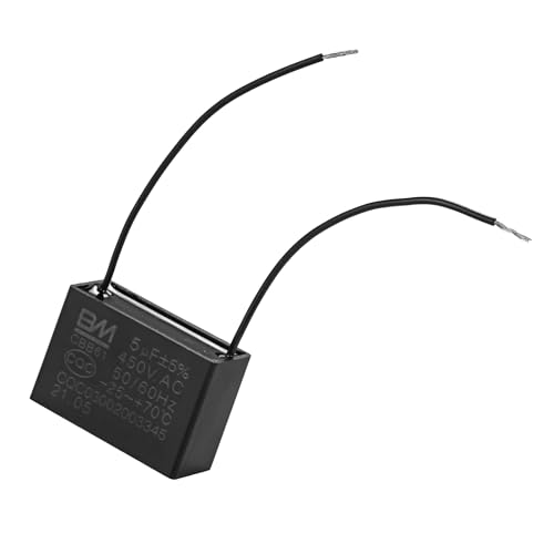 CBB61 5uf 2-Wire 250V 450V AC Ceiling Fan Capacitor by BlueStars - Electric Fan Pump Motor Generator - 5060 Hz - Compatible with 400350 300 250VAC Electrical Power Relay Connecting Capacitor