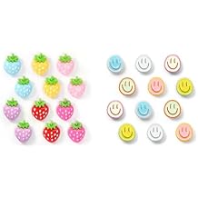 12Pcs Strawberry Fridge Magnet, 6 Colors Resin Strawberry Magnets, 12Pcs Fridge Magnets,6 Colors Cute Magnets, Resin Smile Face Refrigerator Magnet,Colorful Decorative Magnet