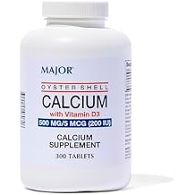 Major Oyster Shell Calcium with Vitamin D3 500 mg / 5 mcg (200 IU) - Daily Calcium Supplement - 300 Tablets (1 Pack)