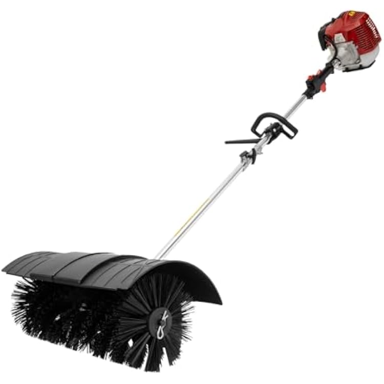 Gas Grass Sweeper, 52CC Grass Handheld Sweeper 2-Stroke Gas Powered Broom Walk Behind Sweeper, Outdoor Cordless Hand Held Broom Turf Brush Cleaning Driveway Tools for Lawn Garden