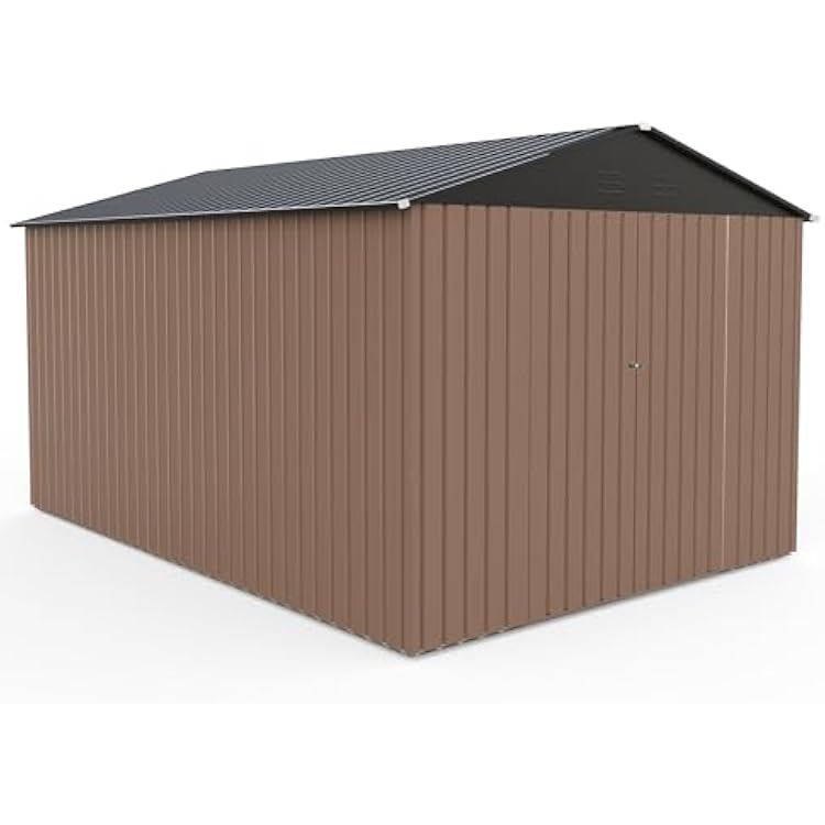 8x10 Outdoor Metal Storage Shed with Heavy Duty Updated Frame Lockable Double Doors and Weather Resistant Design Garden Shed for Backyard Patio Lawn,Tool Storage Durable Steel Constructio