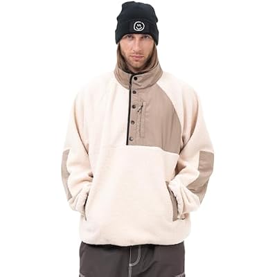SNOWVERB Mens Fleece Sherpa Snow Jackets Warm Streetwear Ski Coat Button Down Fuzzy Fleece Snowboard Jacket