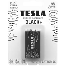 TESLA Batteries 9V Black+ Maximum Power Alkaline Batteries, 10+ Year Shelf Life, A Long-Lasting Battery Life, Leak-Free (6LR61 / 1 Count [Pack of 1])