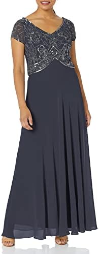 J Kara Womens Cap V-Neck Beaded Dress