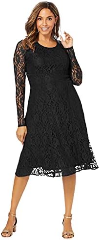 Jessica London Womens Plus Size Seamed Lace Dress - 20 W, Black