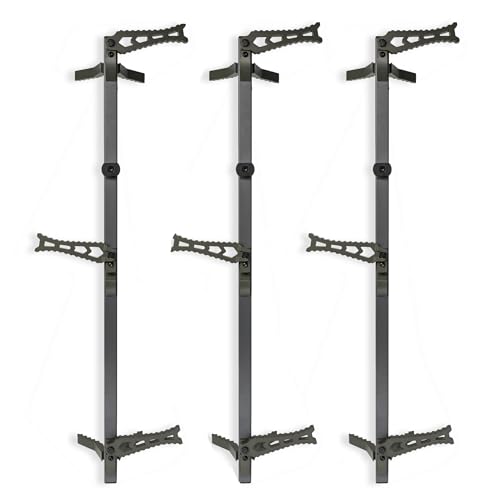 XOP Aluminum Climbing Sticks for Hunting Treestands - Set of 3 - Storm Grey wXOP Green Steps, 34 Inches Long