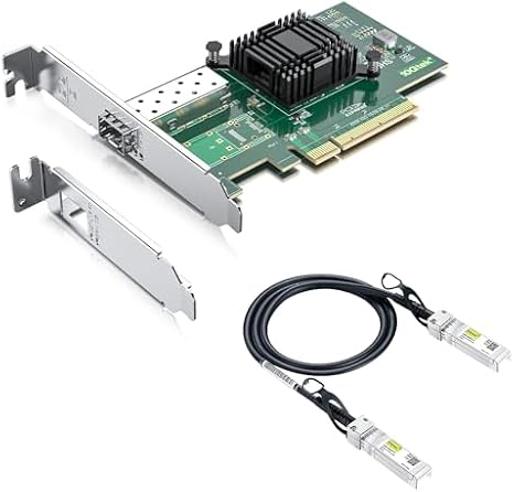 1 Pack of 10Gb PCI-E NIC Network Card and 1 Pack of 1 Meter(3.3ft) SFP+ DAC Twinax Cable, Passive, Compatible with Mikrotik S+DA0001,