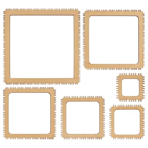 BENECREAT 6 Sizes Poplar Wood Weaving Loom Kit, Square DIY Weaving Loom DIY Weaving Art Tapestry Loom for Hanging Decor Woven Tapestry Knitted Crafts Making, 4.5mm Thick