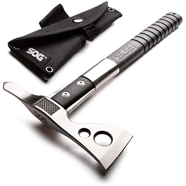 SOG FastHawk Polished Tomahawk - Tactical Axe with Sheath, Throwing Hatchet w Hammer Axe Edge for Competition Throwing, Camping, Hunting F06PN-CP