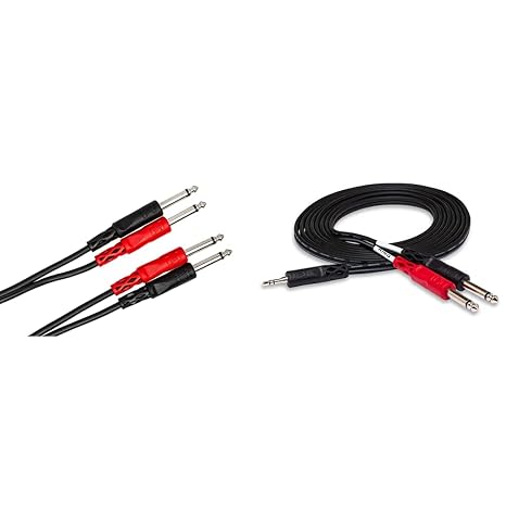 Hosa Stereo Interconnect Cable - 2 Meters & 3.5 mm TRS to Dual 1/4" TS Stereo Breakout Cable - 3 Feet