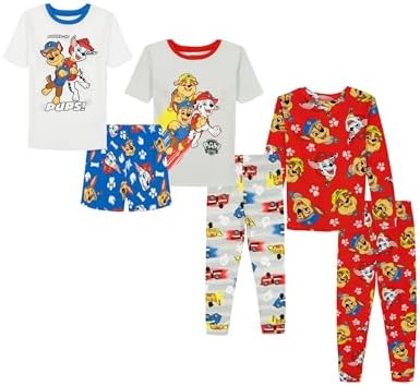 Nickelodeon Boys' Paw Patrol 6-piece Snug-fit Cotton Pajama Set, Soft & Cute for Kids