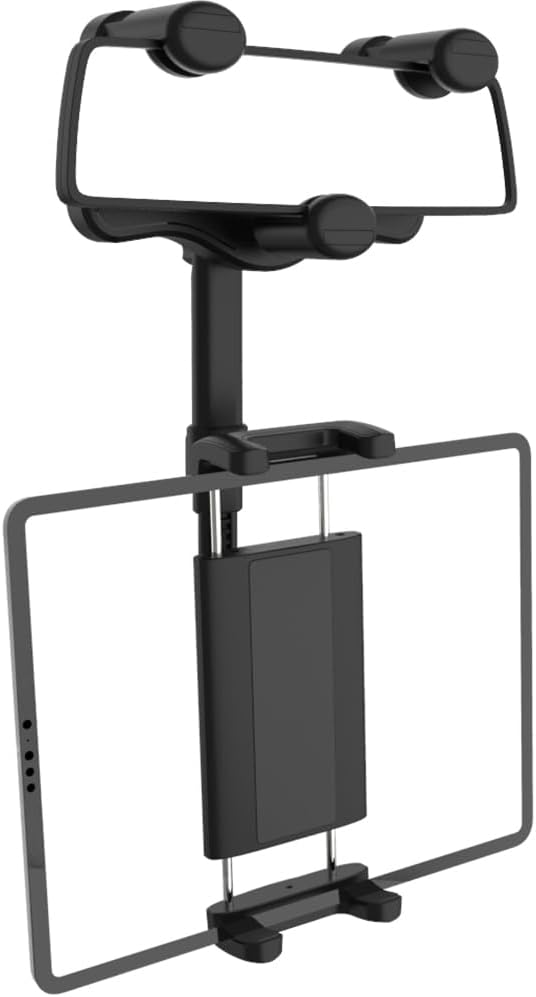 Car Rear View Mirror Phone Holder Tablet Mount for 4-13" iPad & Cell Phone, 360 Rotatable Retractable Car Truck Holder Rearview Mount for iPad Pro 12.9 Air Mini, Galaxy Z Fold 4 3, iPhone etc