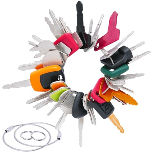26 Heavy Equipment Master Keys, Construction Mchinery Key Set for Cat Caterpillar John Deere Case Bobcat JLG JCB Volvo Hyster New Holland Yanmar Takeuchi Kubota Komatsu