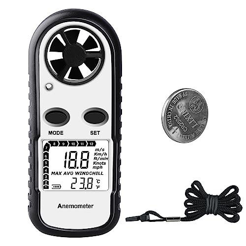 Digital Anemometer Wind Speed Meter, Wind Gauges Air Flow Velocity Meter for Measuring Wind Chill Temperature Speed, Wind Meter Thermometer Gauge for Shooting Windsurfing Fishing Hunting