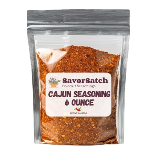 SavorSatch Cajun Seasoning - Resealable Pouch | Bulk Pack | Kosher, Non-GMO, MSG Free, Bayou, Authentic Louisiana Flavor, Southern Cooking, Flavorful Blend, Grilling, All-Purpose Seasoning for Meat, Seafood, Southern Dishes, Buffalo Wings | For Restaurants, Commercial Kitchens, Cooking Enthusiasts, Bulk Ingredients - 6 Ounce Pack of 1