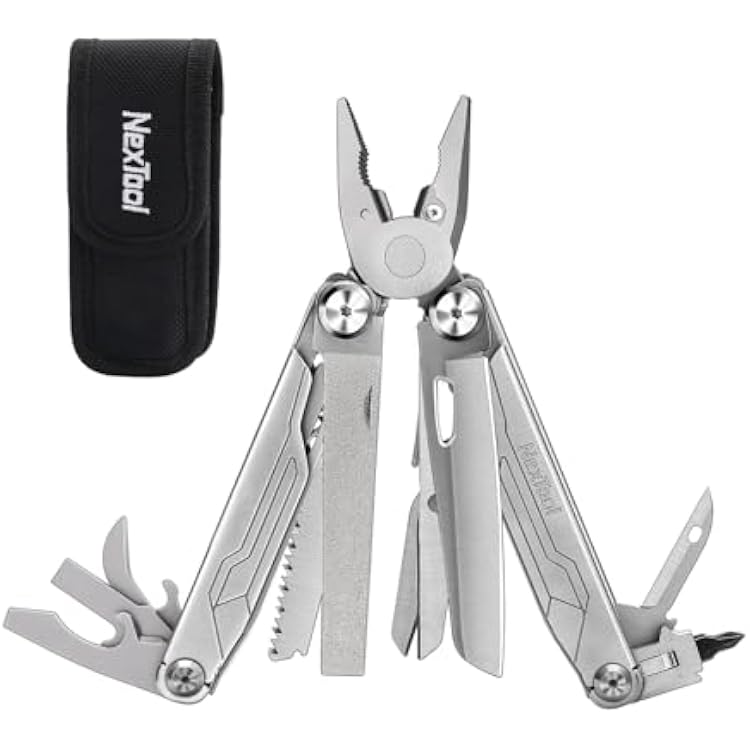 NexTool Multitool, 19 in 1 Multitool Pliers, Stainless Steel Multi Tool with Safety Locking, Foldable Multitools with Scissors, Can Opener, Screwdrivers, Saw for Camping Survival Hiking, Gifts for Men