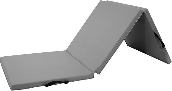 BalanceFrom 6x2 Feet 3-Panel Folding Gymnastics Mat 1.5-Inch Thick Pad with Vinyl Surface and Carrying Handles for Tumbling, Yoga, Pilates, Home Workouts, and Martial Arts