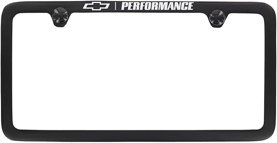 Chevrolet Performance Chrome Exposed Black Powder Coated Metal License Plate Frame