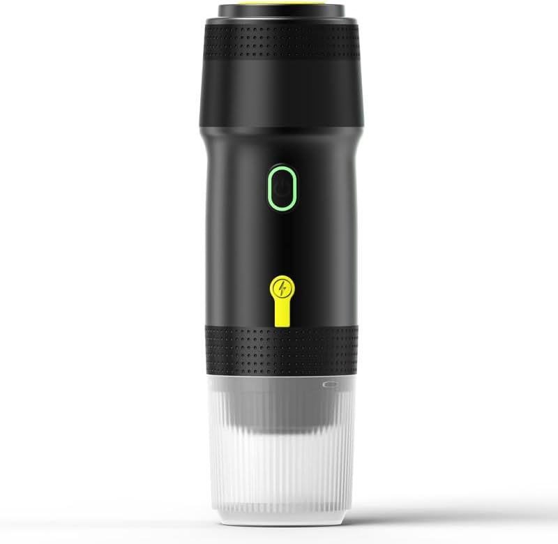 Portable Coffee Machine-USB, Charging on Board Espresso Coffee Maker, Electric Travel Heating for 12 V Car and Camping-Compatible with Capsules and Capsules (Black USB)