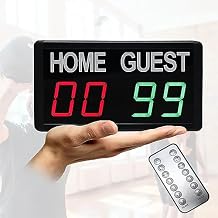 FIUZA Led Digital Scoreboard, Multisport Indoor Scoreboard with Remote Control, 5 Level Brightness Adjustment, for Basketball, Soccer, Volleyball, Baseball, Tennis, Ping Pong Games
