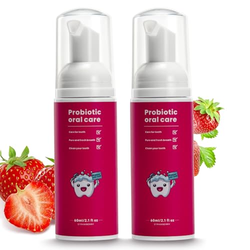 Fluoride Free Foam Kids Toothpaste - ELOTAME 2 Pack Natural Teeth Clean and Whitening Toothpaste with Strawberry Mint Flavor,Travel for Toddler