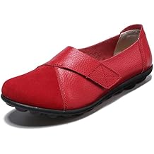 Women Premium Ultra Soft Orthopedic Flats Loafers Leather Slip on Soft Bottom Non-Slip Adjustable Easy On Comfy Large Size Moccasins Walking Dotmalls Shoes (red,9,Women,9)