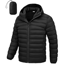BGOWATU Men's Puffer Jacket with Hood Packable Lightweight Water-Resistant Outdoor Winter Coat for Snow Ski Travel