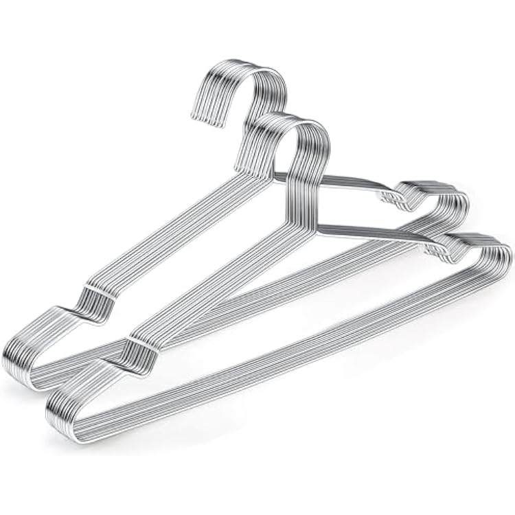 PHYDELU Wire Hangers 20 Pack, Steel Stainless Metal Wire Clothes ,Chrome Heavy Duty Coat Hanger Cheap Bulk Aluminum Strong Dry Cleaner Ultra Thin Space 16.5 Inch