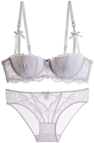 Women's Lingerie Push up Lace Bow Bra and Panty Bikini Panties Set