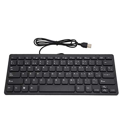 Tosuny Spanish Compouter Keyboard, Spanish Keyboard with 78 Keys, Wired Mini Portable Silent Business Spanish Keyboard USB Interface for Desktop Computer