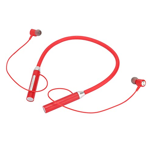 BT 5.2 Neckband Earbuds, Magnetic Headphones, IPX5 Stereo Ergonomic Enhanced Bass Sports Earphone with Multi Functional Buttons for Exercising Red