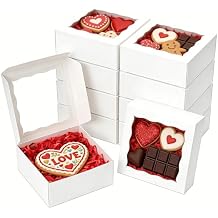 XINHPKGG 40pcs Cookie Boxes 4x4x2 Inch Bakery Boxes with Window Dessert Treat Box Chocolate Covered Strawberries Box for Wedding Party Birthday