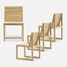 mopio Bruno Outdoor Chair, Solid Acacia Wood Patio Chairs for Indoor Outdoor Dining, Mid Century Modern Farmhouse Conversation (Bruno Set of 4)