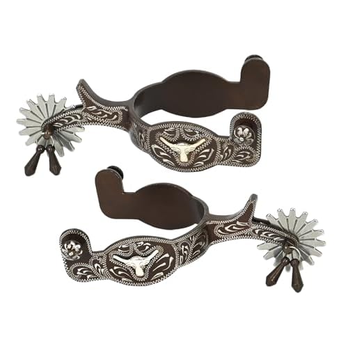 Western Cowboy Spurs, 1 Pair Western Spurs, Vintage Carved Bronze Low Carbon Horse Spurs, Men Women Western Horse Spurs with Rotatable Gear Proof for Equestrian Enthusiasts