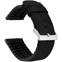 BARTON Leather and Rubber Hybrid Straps with Integrated Quick Release Spring Bars - 316L Stainless Steel Watch Bands