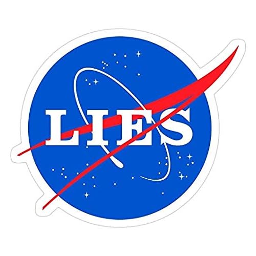 decals NASA Lies, Flat Earth Decal Sticker - Blue, Vinyl, Waterproof, Cartoon Style, Sticker Decal for Wall, Car, Truck, Window, Laptop
