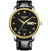 GUANQIN Men Vintage Automatic Self-Wind Mechanical Wrist Watch Sapphire Crystal Business Calendar Week Luminous Waterproof Clock Man Stainless Steel or Leather Strap Wristwatch