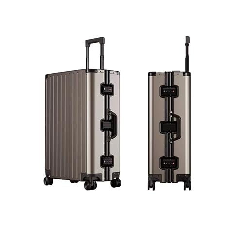Generic All Aluminum Carry On Luggage with TSA Locks and Spinner Wheels Zipperless Hard Shell Alloy Metal Suitcase Gold, 26 inches