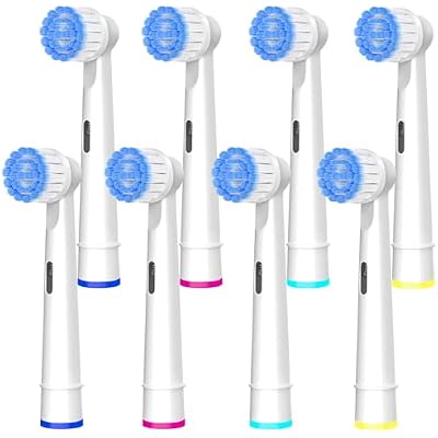 Pro Sensitive Gum Care Replacement Brush Heads Compatible with Oral-B Electric Toothbrushes, 8 Pack High Density Extra Soft Bristles Toothbrush Heads Refill, White