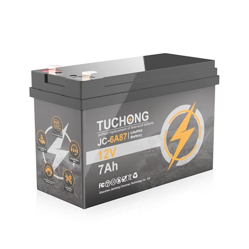Lithium Battery, Upgrade 12V 7Ah LiFePO4 Battery, Up to 5000 Cycle Times and 10-Year Lifetime, Rechargeable Fast Charging Ideal for Small UPS, Solar Power, Fish Finder, and Speaker 12V 7AH