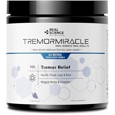 Real Science Nutrition Tremor Miracle - Essential Tremor Herbal Supplement Powder for Hands, Legs, Feet, Head Tremors 13.4 Oz, Grape Flavor