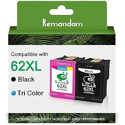 62XL Ink Cartridge Black and Color Replacement for HP Ink 62XL Cartridges for Envy 5540 5560 5640 5660 7640 7645 HP OfficeJet 250 200 5740 5745 8040 Printer 1 Black 1 Tri-Color