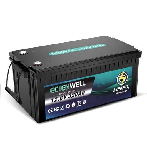 12V 320Ah Lithium LiFePO4 Battery, ECIENWELL 15000 Deep Cycle Marine Battery with 200A BMS, Automotive Grade A Battery, 4096Wh Lithium Batteries for Golf Cart, Trolling Motor, RV, Truck, Camp, Solar